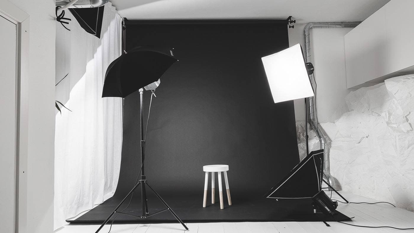 Svart studiobakgrund i Neon Affair fotostudio